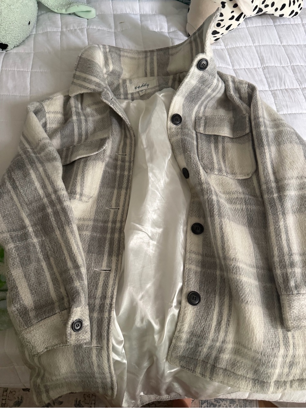 Sebby Gray and Cream Plaid Shacket